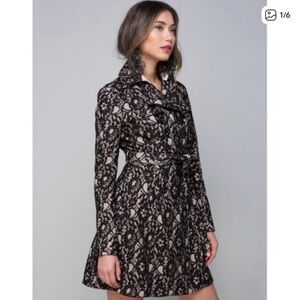 Bebe Lace Trench Coat With Corset Back - L